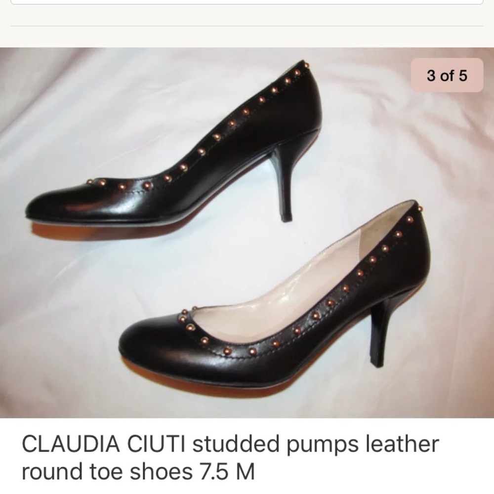 CLAUDIA CIUTI studded round toe pumps shoes